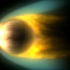 Fakta om Venus: en glödande planet med en gulaktig atmosfär som omges av en blåaktig gloria.