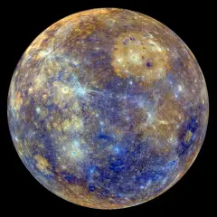 Merkurius, den minsta planeten, med sina kratrar och färgrika yta. Här är fakta om Merkurius.