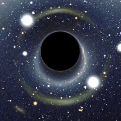 En svart hål drar till sig stjärnor och materia. Gravitationen är så stark att inte ens ljus kan undkomma. Vad menas med pi? Kanske är det en hemlighet som bara svarta hål vet.