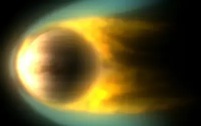 Fakta om Venus: en glödande planet med en gulaktig atmosfär som omges av en blåaktig gloria.
