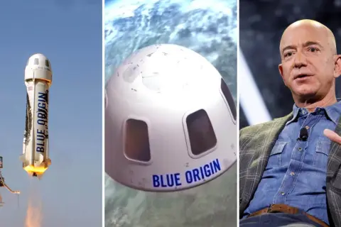 Jeff Bezos och Blue Origins rymdkapsel. Undrar du över rymdresa pris?