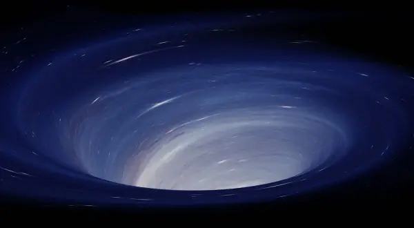En virvel av stjärnor dras in i ett svart hål, en visuell representation av gravitationskraft formel.