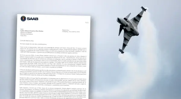 Saab Gripen-plan som flyger i luften. Ett brev från Saab om ett potentiellt Saab space-projekt.