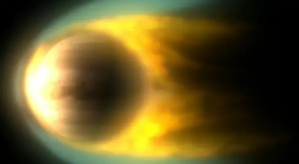 Fakta om Venus: en glödande planet med en gulaktig atmosfär som omges av en blåaktig gloria.