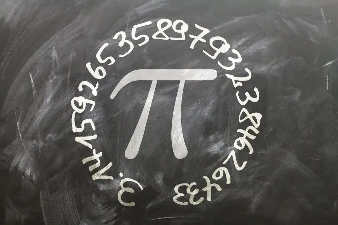 Pi-symbol med siffror runt om på en griffeltavla, perfekt för internationella pi dagen.