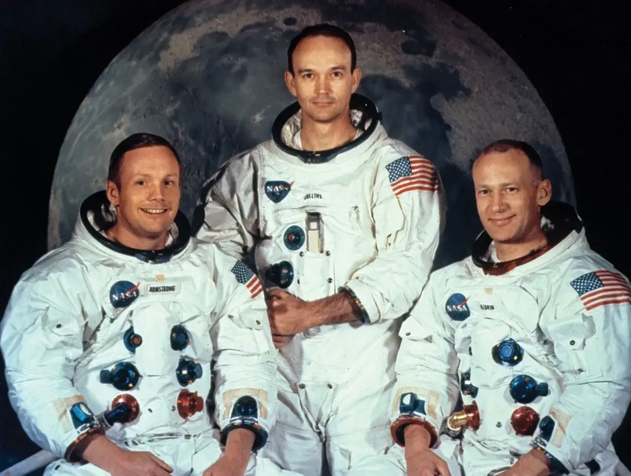 Neil Armstrong, Buzz Aldrin och Michael Collins, astronauterna som landade på månen.