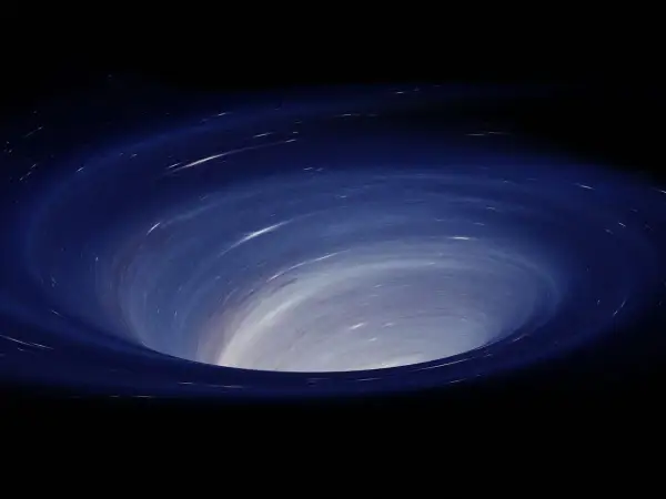 En virvel av stjärnor dras in i ett svart hål, en visuell representation av gravitationskraft formel.